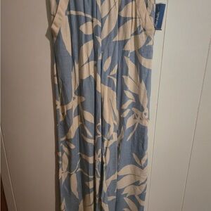 Sienna Sky Blue and Cream Patterned wide leg pants